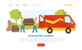 Home Moving Company Landing Page, Delivery Man Character Delivering Furniture to Client, Delivery Service Concept Vector