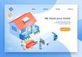 Home Moving Service Isometric Vector Website