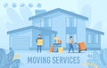 Home Moving Service for New Settler Flat Banner Royalty Free Stock Photo