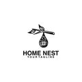 home nest unique vector logo design