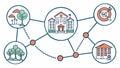 Home network connection diagram, smart home and digital devices vector design Generative AI