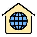 Home network icon in flat line style representing Wi-Fi connectivity smart home integration and internet access ideal for