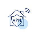 Home network, VPN shield and wi-fi. Secure internet connection. Pixel perfect, editable stroke icon