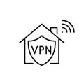 Home network, VPN shield and wi-fi. Secure internet connection. Pixel perfect vector icon