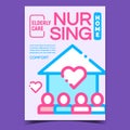 Home Nursing Elderly Care Promo Poster Vector