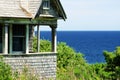 A home on oceanfront property is in need of repair and construction due to damage Royalty Free Stock Photo