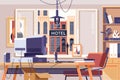 Home Office Design Workspace Room Concept.Flat vector illustration Royalty Free Stock Photo