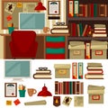 Home office furniture library interiors and objects Royalty Free Stock Photo