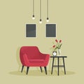 Home office interior. Vector illustration. Designer architect workplace office interior