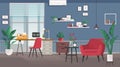 Home office interior. Vector illustration. Workplace or home office with stylish comfy furniture