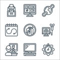 Home office line icons. linear set. quality vector line set such as time management, computer screen, podcast, no work, work Royalty Free Stock Photo