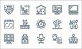 Home office line icons. linear set. quality vector line set such as working man, office chair, video call, contractor, printer,