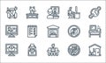 Home office line icons. linear set. quality vector line set such as home office, working man, online money, no work, printer,