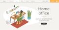 Home office - modern colored isometric web banner