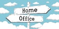 Home office - outline signpost with two arrows