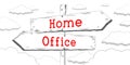 Home office - outline signpost with two arrows