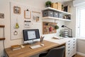 Home office with pegboard workspace Royalty Free Stock Photo