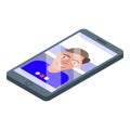 Home office phone video call icon, isometric style Royalty Free Stock Photo