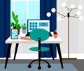 Home office room interior design, video conferences concept, online meeting, working from home