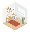 Home office room - modern vector colorful isometric illustration Royalty Free Stock Photo