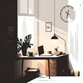 home office simple lines illustration
