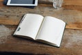 Home office table open notepad blank pages Royalty Free Stock Photo