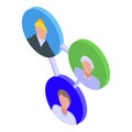 Home office team network icon, isometric style