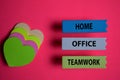 Home Office Teamwork write on a sticky note isolated on Office Desk Royalty Free Stock Photo