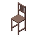 Home office wood chair icon, isometric style