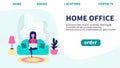 Home office. Work at home. Web page design templates. Stay home. Online shopping on website Royalty Free Stock Photo