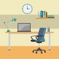 Home Office working Desk-Vector Flat Design Illustration