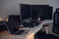 Home office workplace dual screen Royalty Free Stock Photo