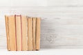 Home office workplace with stack of old books Royalty Free Stock Photo