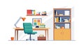Home Office Workspace with Desk, Chair, and Organized Shelves, vector design Generative AI Royalty Free Stock Photo
