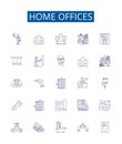 Home offices line icons signs set. Design collection of Home, Offices, Work, Desk, Home Office, Comfortable, Productive