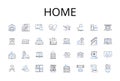 Home line icons collection. House, Dwelling, Residency, Abode, Habitat, Residence, Domicile vector and linear Royalty Free Stock Photo