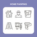 Home painting icon set, Sketchy linear vector illustration