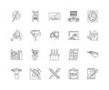 Home painting line icons, signs, vector set, outline illustration concept