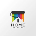 Home painting logo design concept with rainbow color, Premium Vector