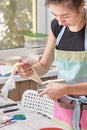 Home pastry chef teaches cooking cake Royalty Free Stock Photo