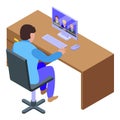Home pc video call icon, isometric style Royalty Free Stock Photo