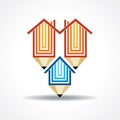 Home with pencil education concept Royalty Free Stock Photo
