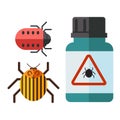 Home pest insect vector control expert vermin exterminator service pest insect thrips equipment flat icons illustration.