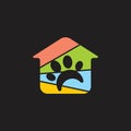 Home and pet shop paw colorful logo vector Royalty Free Stock Photo