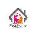 Home pets Logo dog cat design vector template. Animals Veterinary clinic Logotype concept outline icon Royalty Free Stock Photo