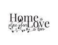 Home is place, where love is born, poster design vector isolated on white background, wording design, lettering