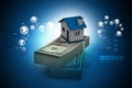 Home placed on the tope of dollar notes Royalty Free Stock Photo