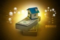 Home placed on the tope of dollar notes Royalty Free Stock Photo