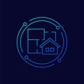Home plan, room layout icon, linear design Royalty Free Stock Photo