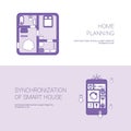 Home Planning And Synchronization Of Smart House Concept Template Web Banner With Copy Space
